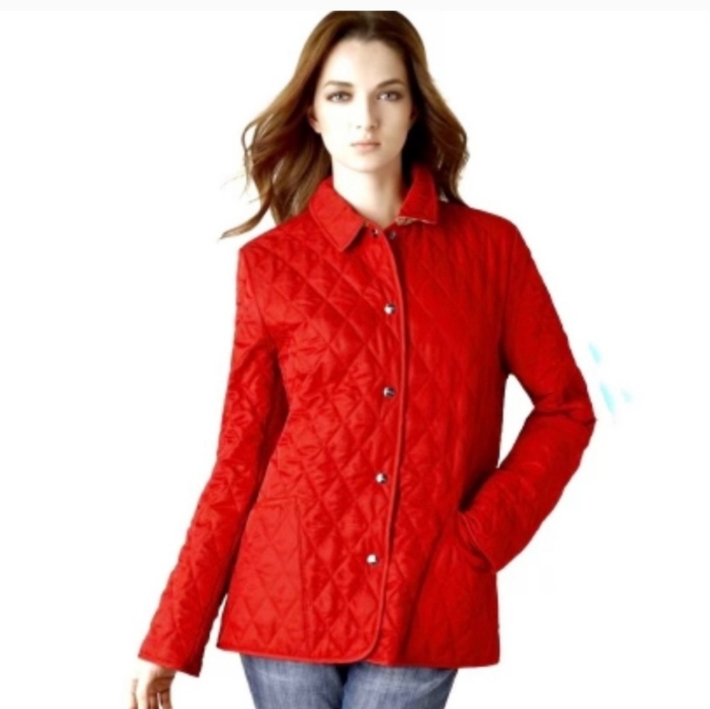 BURBERRY red quilted jacket